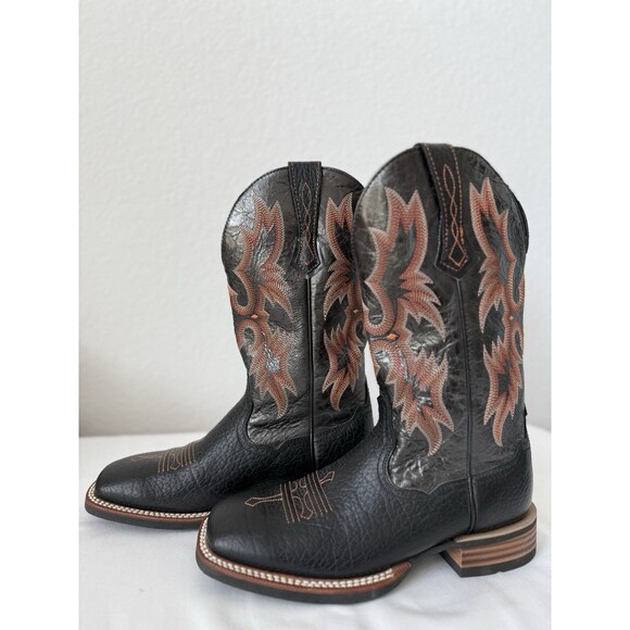 ARIAT Tombstone Men’s Black Cowboy Boot Western Leather Square Toe 7.5M Rodeo - Picture 2 of 9